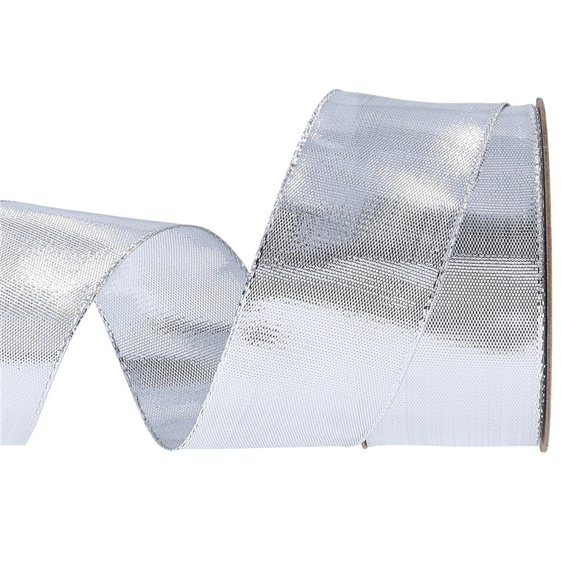 Nuevos productos transfronterizos, verde dorado y plateado brillante, cinta de seda, decoración de flores de celebración festiva, embalaje de regalo, cinturón de cebolla brillante, 10 yardas en stock