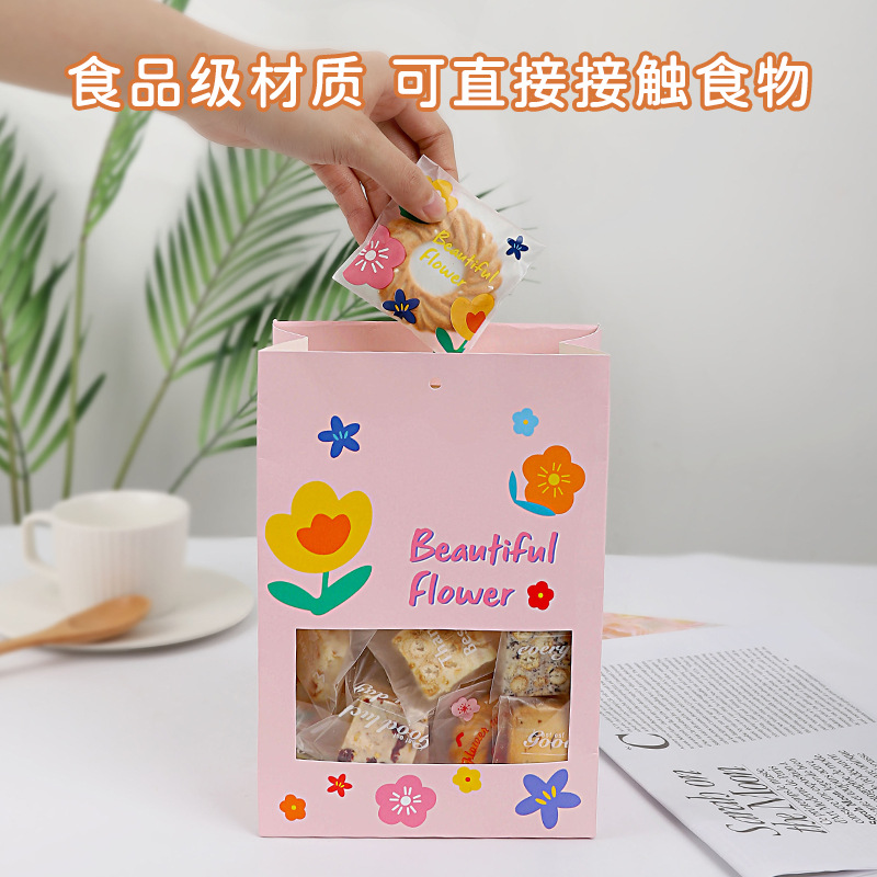 Cranberry Cookie Packaging Bag, Snowflake-Shaped Cartoon Candy Paper Bag with Window, Stand-Up Zip-Seal Pouch, Cute Bags