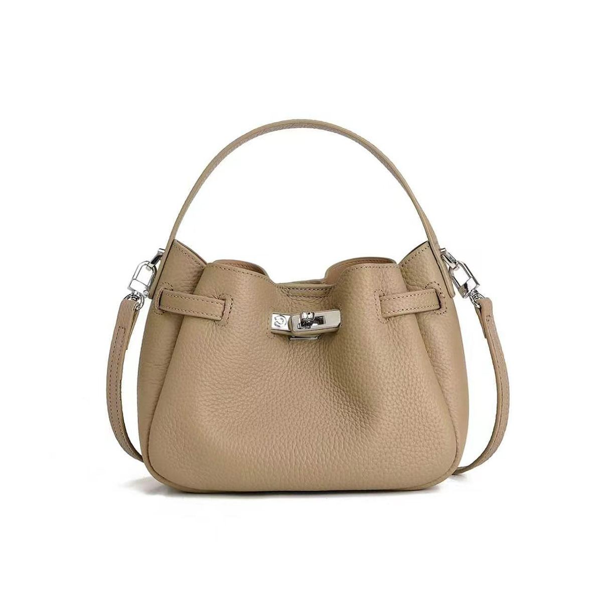 Top Grain Cowhide Leather Bucket Bag For Women - Trendy Genuine Leather Handbag & Crossbody Bag, Versatile Commuter Niche Design - Thumbnail 6