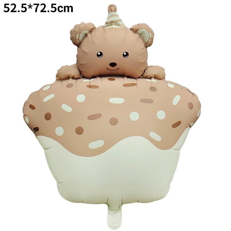 Pastel de cumpleaños al por mayor transfronterizo oso conejo regalo vela decoración para niños decoración fiesta de película de aluminio de forma especial globo