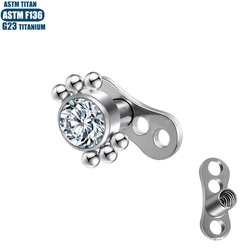 Pointed labret stud close-up product detail