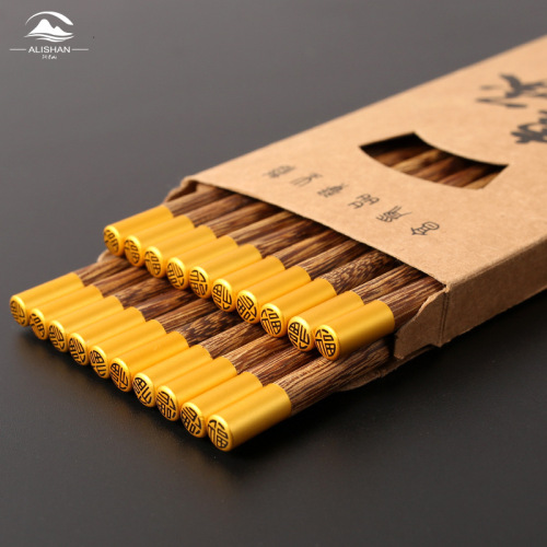 Chicken wing wood solid wood chopsticks household red sandalwood dome restaurant chopsticks tableware wholesale gift box 10 pairs