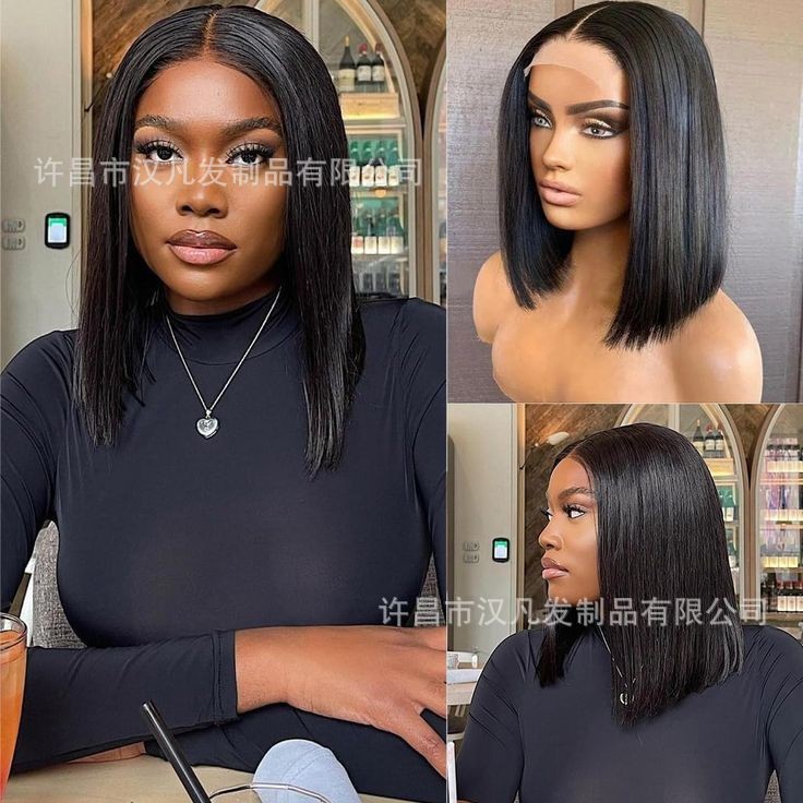 100% cabello humano cabello real 4x4bob pelucas rectas europeas y estadounidenses pelucas transfronterizas Xu Chang pelucas