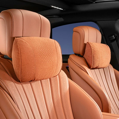 Car Headrest and Lumbar Support, Headrest - s-style-suede-ideal-orange-headrest-pair