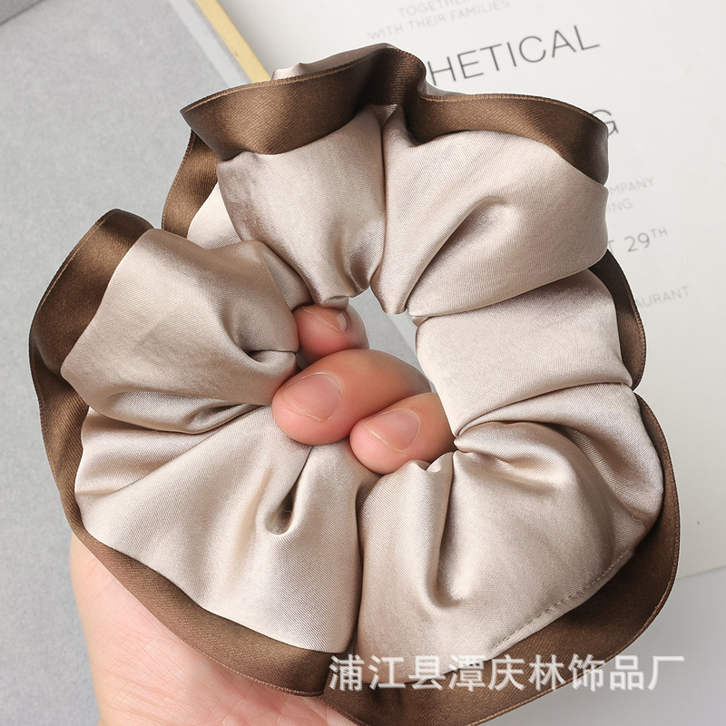 秋冬法式气质高级感花边撞色充棉大肠发圈头饰女丸子头扎头橡皮筋|undefined