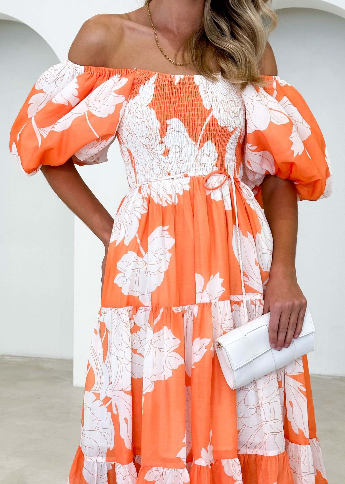 266g Weight Maxi Long Dress Dress Length Type Short Sleeve Sleeve Length Swing Dress Dresses Type Puff Sleeve Sleeve Type Polyester Fabric Type High Waist Waist Line Holiday, Daily Occasion Off Shoulder Neckline Slim Fit Type Flower Pattern Spring Season Women's Gender Printing Design Elegant, Pastoral Style Wholesale Women's Elegant Pastoral Printing Flower Holiday Daily Off Shoulder Short Sleeve Swing Dress 22