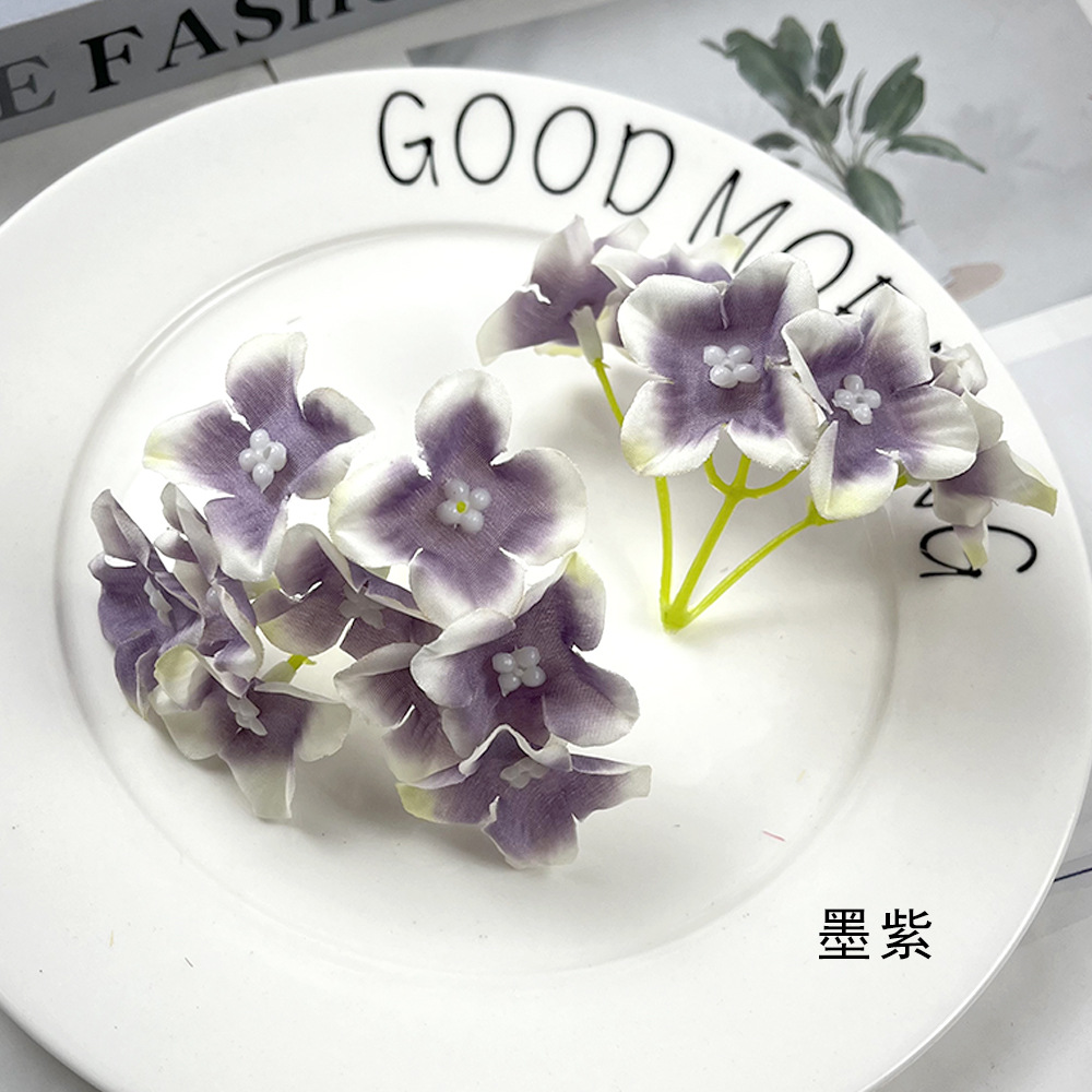 Pintura al óleo de imitación de hidrenias DIY9 cabeza tela de seda falsa flor tocado de flores de pinza material de diseño floral decoración de fotografía del hogar