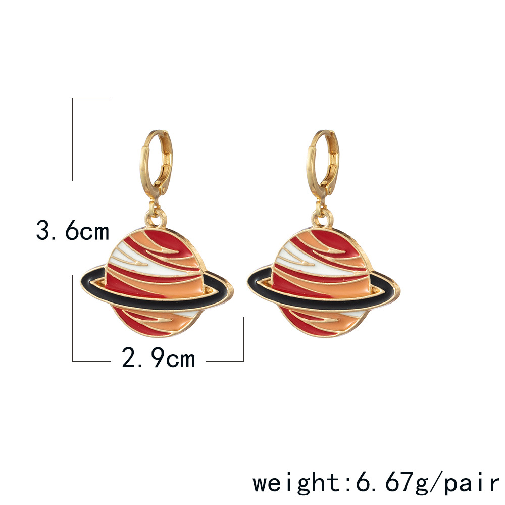 Fashion Simple Cartoon Planet Earrings Personality Creative Three-dimensional Splicing Planet Earrings display picture 1