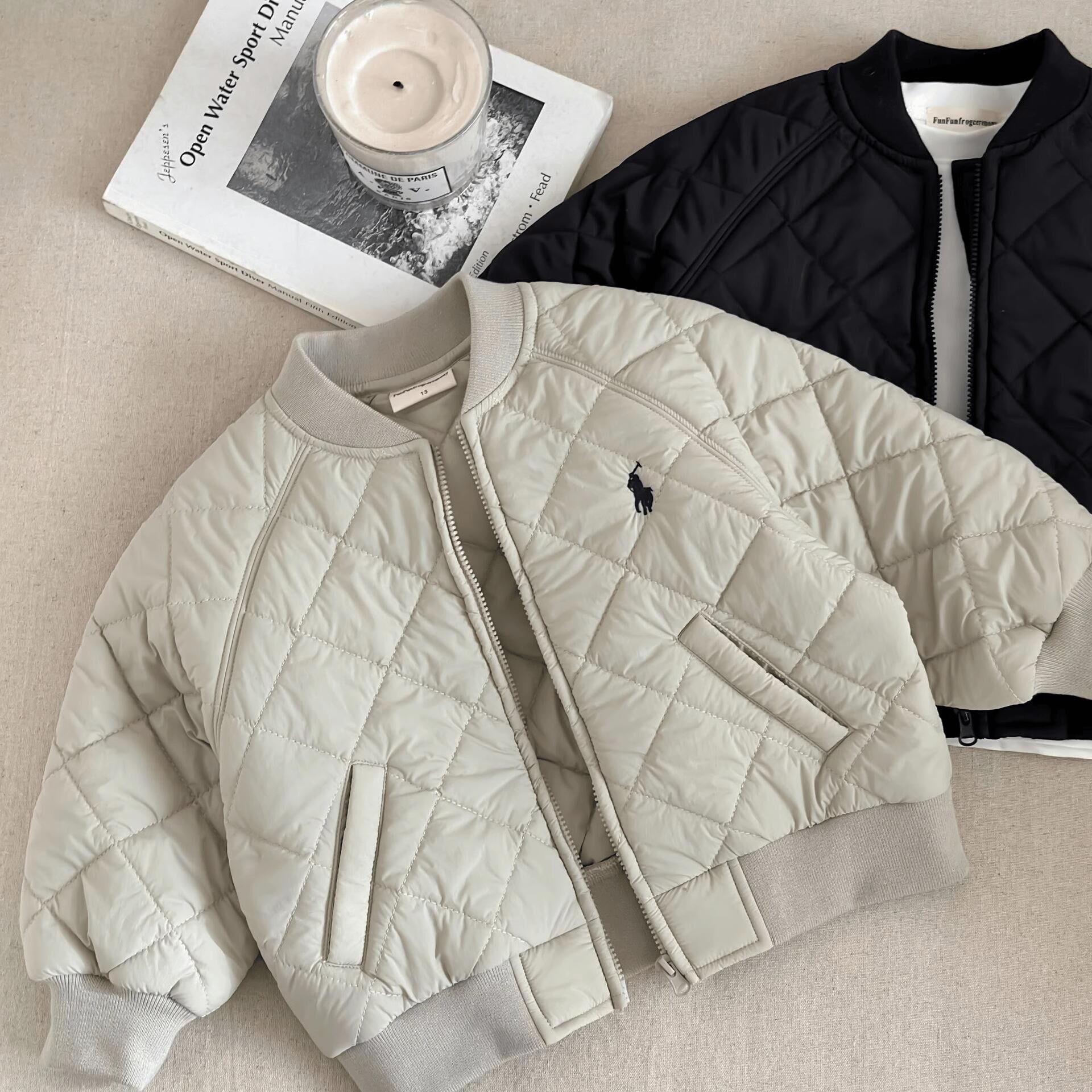 Limón salado siete ropa de algodón para niños 24 otoño e invierno nuevos niños y niñas bordados chaqueta de marca de moda bebé hermosa chaqueta de béisbol acolchada de algodón