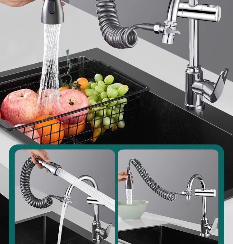 Kitchen faucet washbasin extension device, external shower head, telescopic and pull-out anti-splash water universal Item Picture