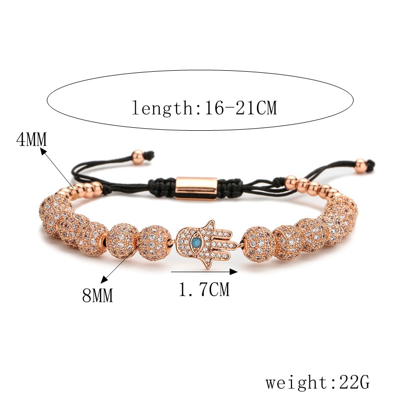 Simple Style Palm Eye Copper Pearl Inlay Zircon Bracelets 1 Piece