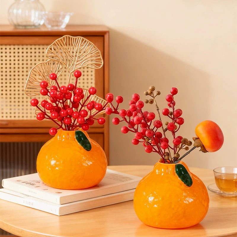Оранжевая маленькая ваза украшение гостиной с цветочной гидропонным растением