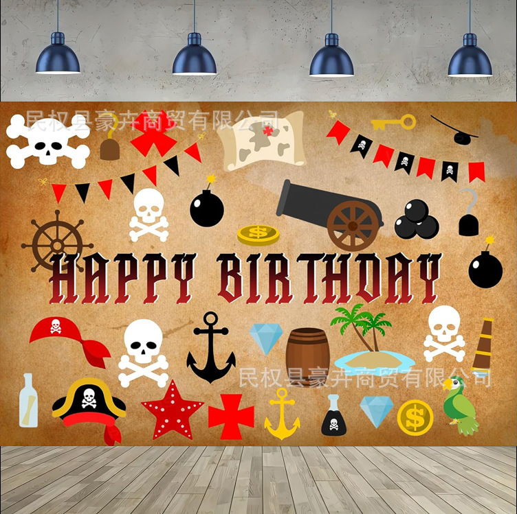 Hot Selling New Nautical Adventure Pirate Ship Theme Photography Background Cloth Birthday Decoration Party Photo Supplies