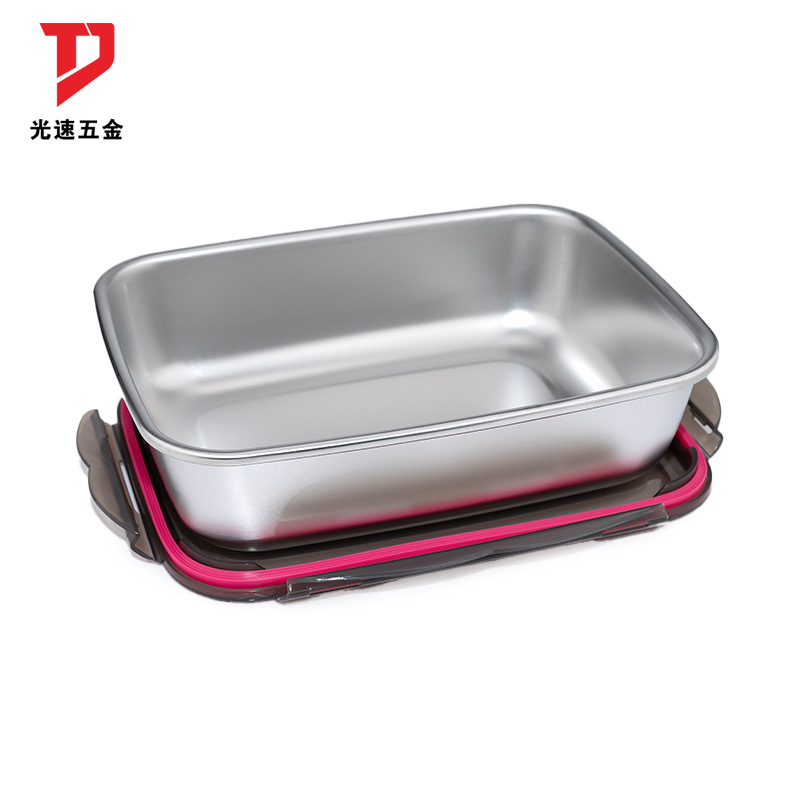 304 caja de acero inoxidable caja de almacenamiento de almuerzo sellado caja de almacenamiento de refrigerador casero sellado cuadrado estilo coreano caja de almuerzo