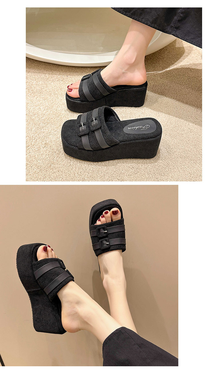 Wedge slippers for women's outer wear 2024 summer new belt buckle Internet celebrity versatile non-slip thick sole slip-on large size wholesale_voghion.com