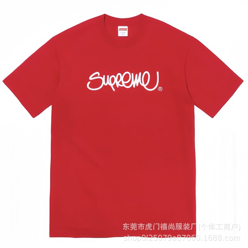 クロスボーダー25ss美潮Supreme文字プリントラウンドネック半袖男女兼用カジュアルTシャツ純綿快適|undefined