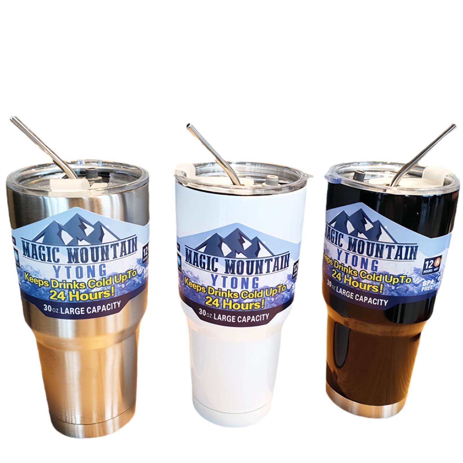 Taza de hielo transfronteriza de acero inoxidable 304 estudiantes de aislamiento térmico y frío taza de automóvil de gran capacidad taza de agua de paja de café para adultos