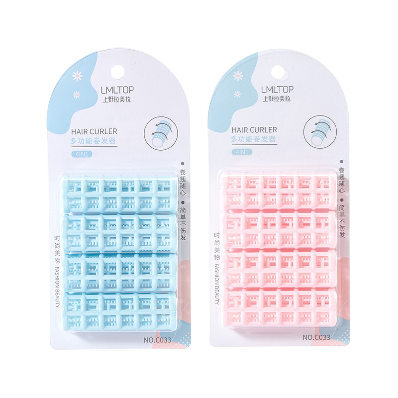 Ramila multi-funcional rizador de pelo de plástico mojado y seco de doble uso pelo rizador herramientas de pelo 4 Pack C033