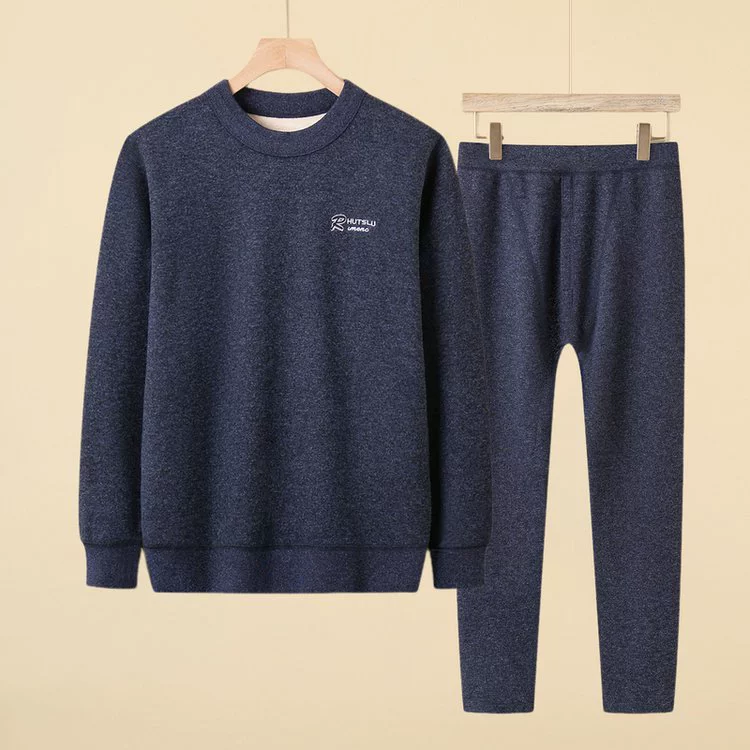 Keep warm set for elderly, warm comfortable thermal underwear, for middle age, round collar
