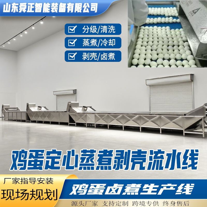 A Complete Set of Braised Egg Processing Production Line, Egg Centering, Cooking, Cooling and Peeling Assembly Line, Large Egg Braised Egg Machine