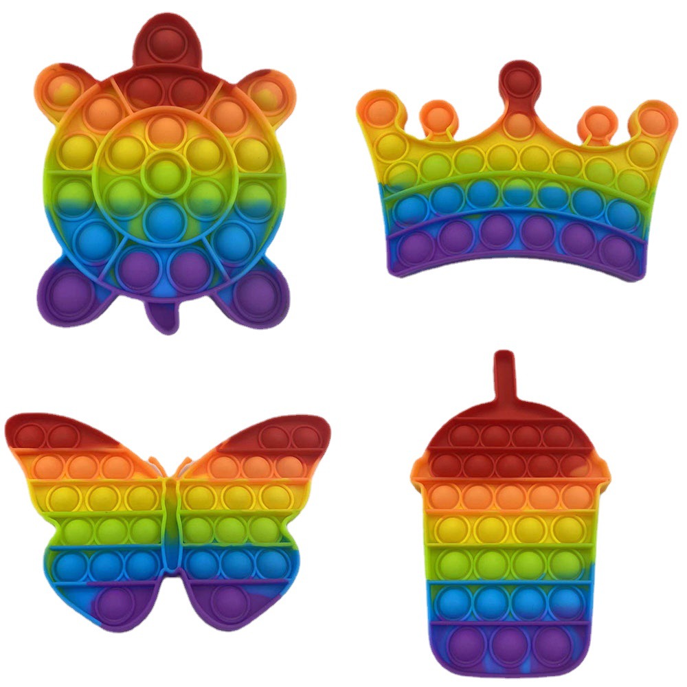 Tamaño pequeño Arco Iris tortuga corona mariposa leche taza de té rata asesino pionero los niños escritorio burbuja música educativos silicona juguete
