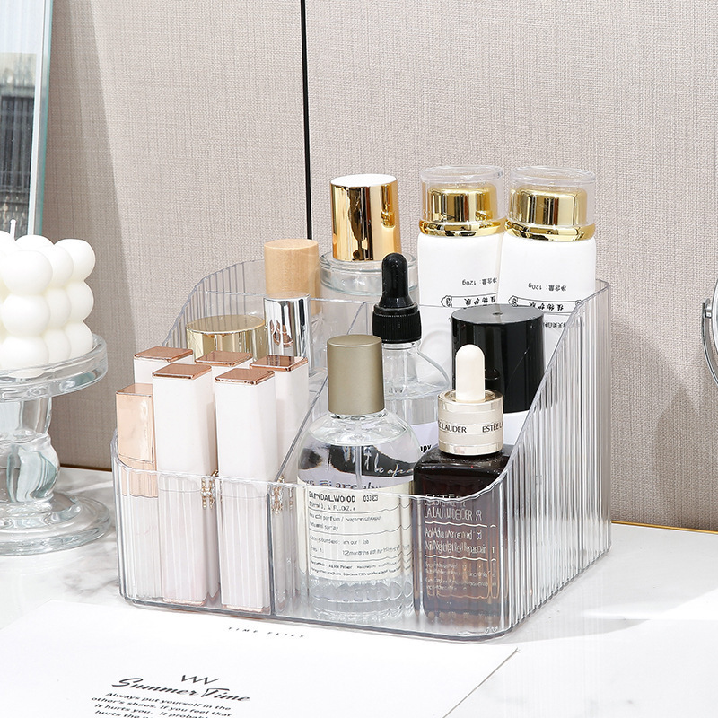 Transparente cuatro-rejilla (caja de almacenamiento cosmética 17,5*14,5*12,5 cm)
