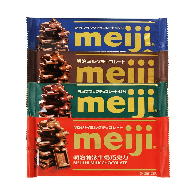 Крупная шоколадная плитка Meiji Meiji Big Block 65 г черный молочный четырёхвкусовый (Black Milk Four Four) закуски для офиса отдыха полная коробка оптом