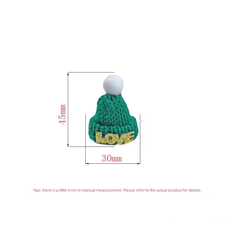Mini chapeau en laine de couleur de Noël rouge blanc vert écharpe tricotée au doigt chapeau décoratif décorations de Noël_voghion.com