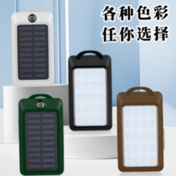 跨境新款太阳能充电宝带线10000毫安移动电源power bank制LOGO