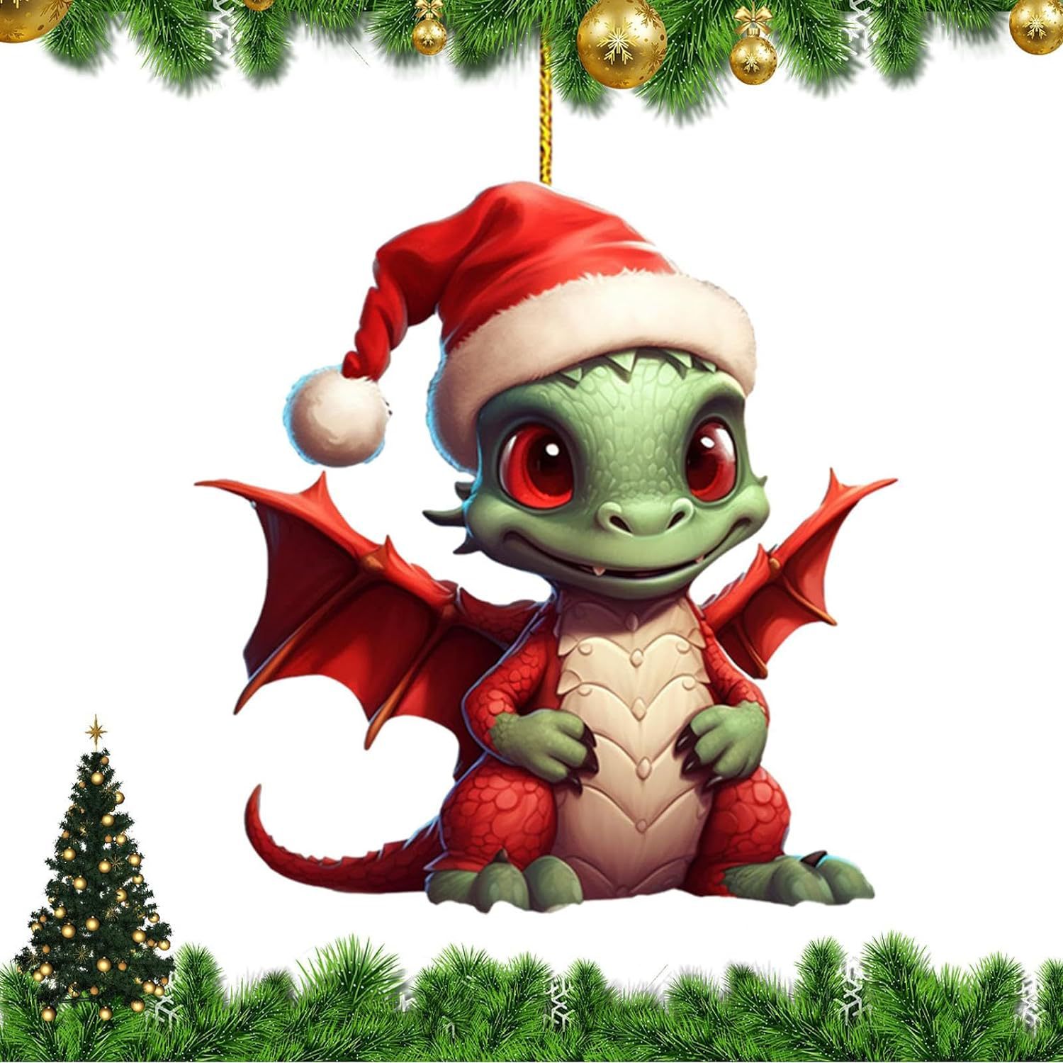 Amazon transfronterizo nueva serie de dinosaurios de Navidad colgante decoraciones de coches de Navidad acrílico colgante plana