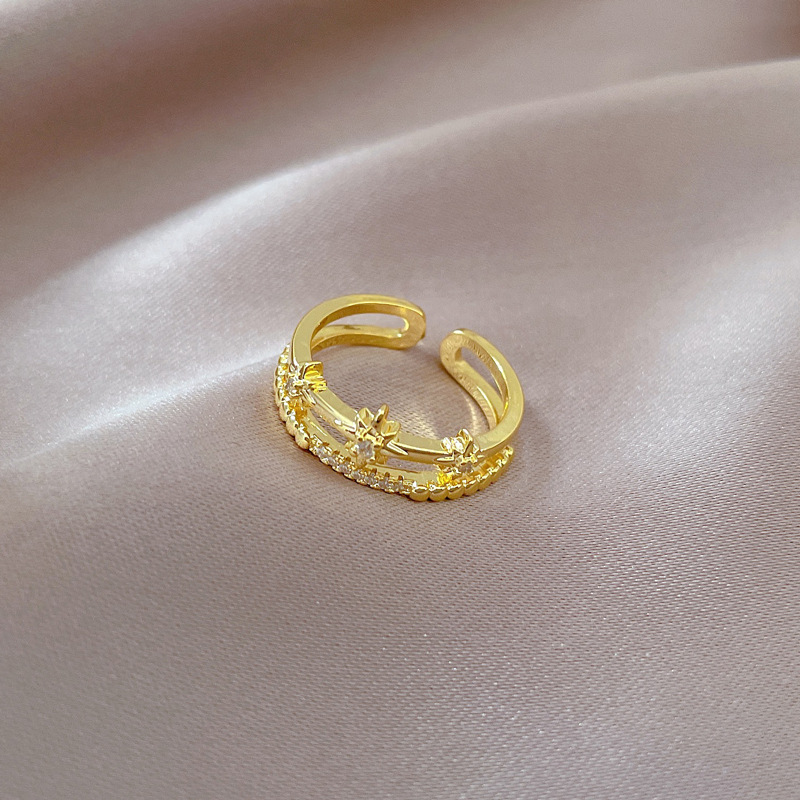 Light Luxury Diamond Starburst Adjustable Ring For Couples_voghion.com