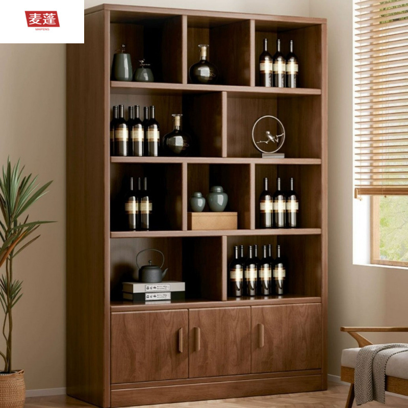 Mai Peng 2026 New Model Solid Wood Ecological Board Wine Cabinet Living Room Storage Display Cabinet Commercial Wine Rack Home Use New Chinese Style