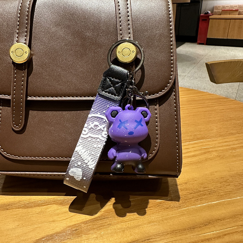 Creativo colorido graduado estrella oso llavero de goma suave moda moda bolsos llavero de automóvil personalidad colgante pequeño