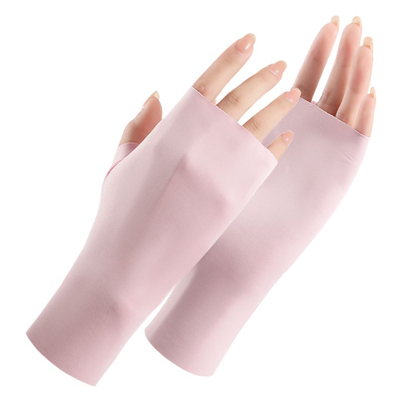 Summer Thin Sun Protection Gloves for Women, Anti-Uv, Outdoor Electric Bike Riding Half-Finger Sun Protection Gloves, Ice Silk Y149