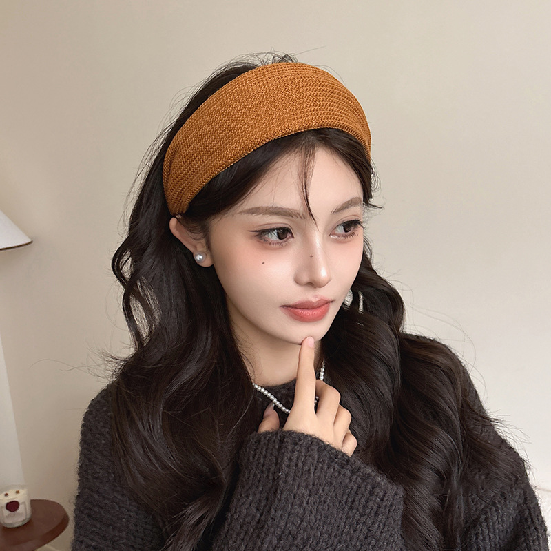 Coreana de importación retro color sólido punto de borde plano plano prensado banda de cabello temperamento universal simple banda de cabello rojo de red broca de cabello