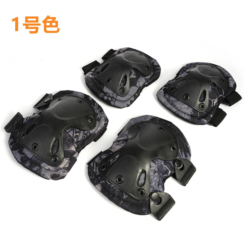 Tactical rodilla protector de codo cuatro piezas rodilla entrenamiento arrastrar equipo de combate humano real CS ciclismo protector de muñeca deportivo