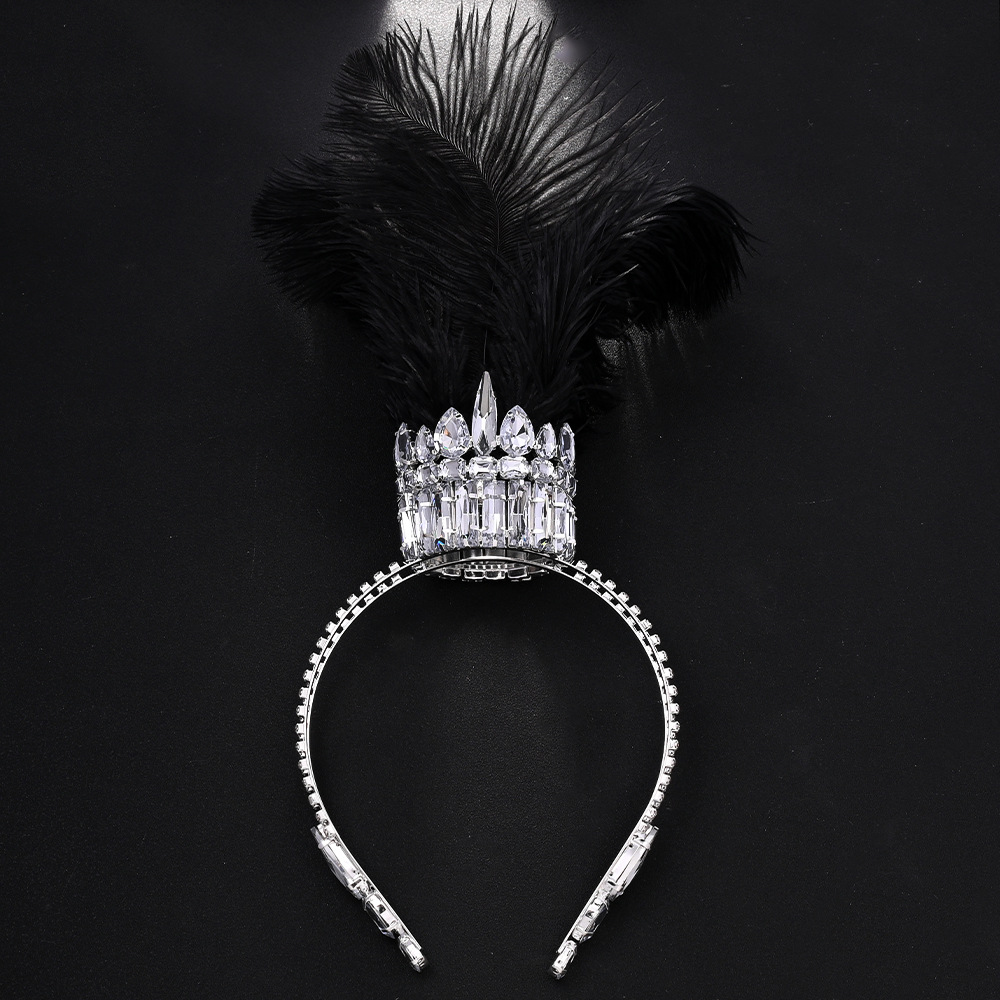 Amazon Hot Feather Bracelet exagerado diamante gótico tocado de escenario accesorios para mujeres bandas de cabeza