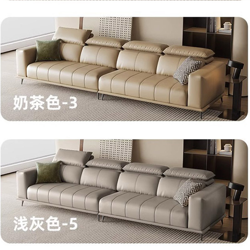 Sofá de Cuero Genuino de Primera Capa de Vacuno, Estilo Italiano de Lujo Ligero, Famoso en Internet, con Respaldo Ajustable, Diseño Vintage de Teclas de Piano, Muebles de Foshan.
