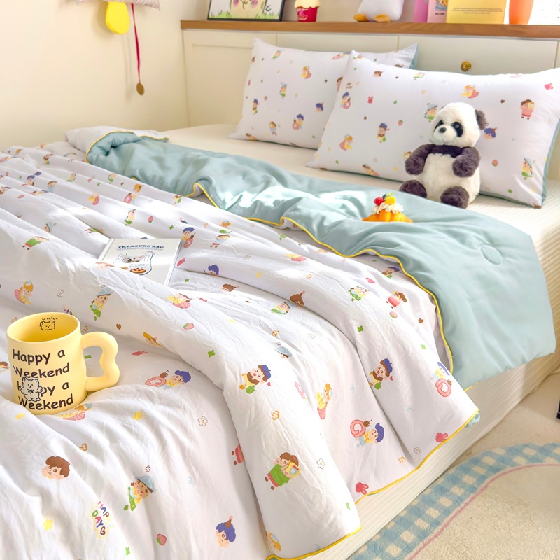 クラスA二重糸プリント夏はエアコン夏涼しさで学生寮の洗濯機に洗濯されている