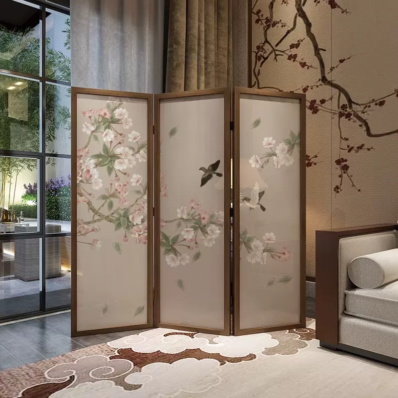 定制简约现代中式酒店遮挡家用屏风折叠移动隔断客厅卧室茶室跨境