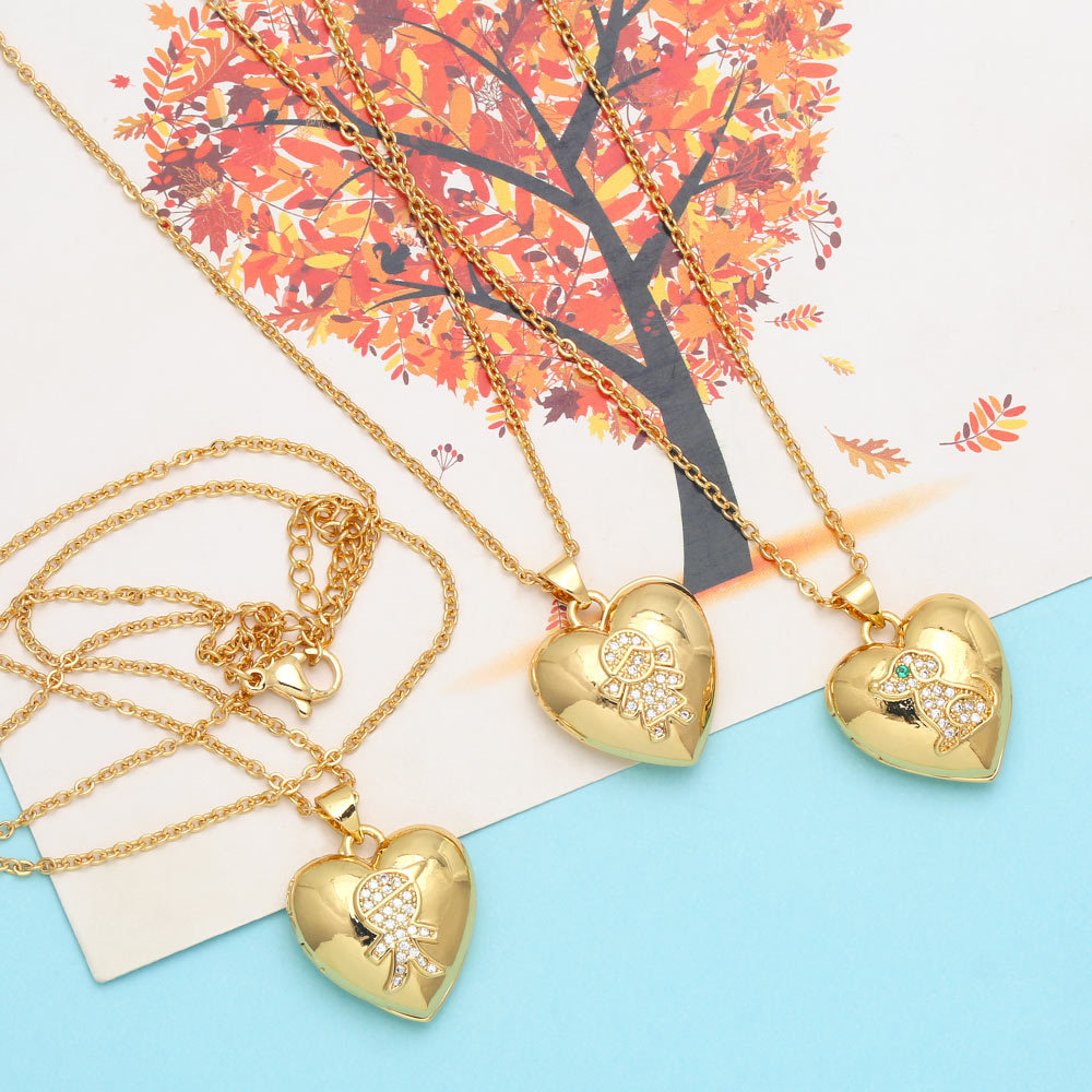 Fashion Human Dog Copper Pendant Necklace Inlay Zircon Copper Necklaces