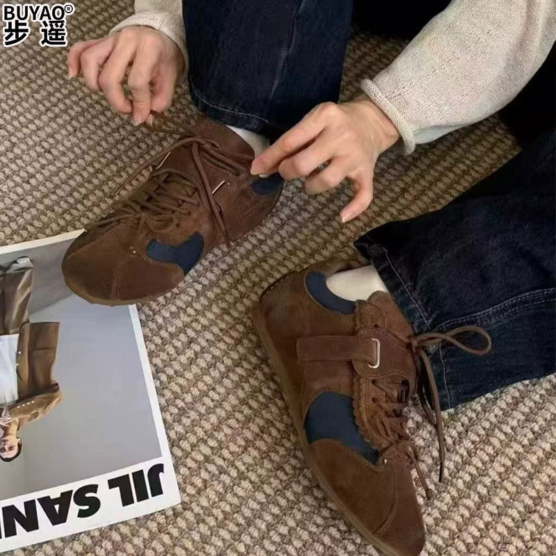 In stock~ Designer retro Maillard brown German training shoes for women, soft-soled Forrest Gump shoes, casual sports shoes for women In stock~ Designer retro Maillard brown German training shoes for women, soft-soled Forrest Gump shoes, casual sports shoes for women