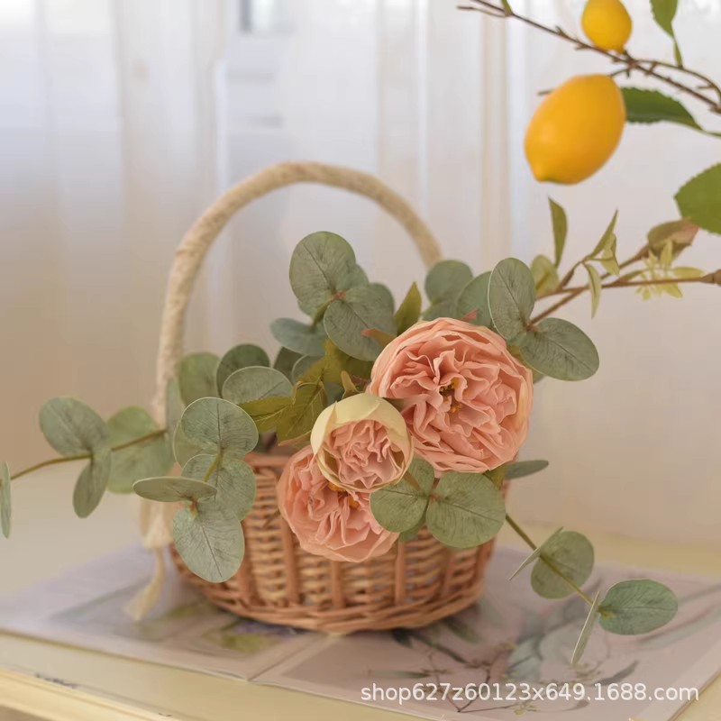 Cesta tejida de mimbre hecha a mano, cosméticos, bocadillos, frutas, baño, canasta de almacenamiento de escritorio, fábrica de cajas, canasta personalizada al por mayor