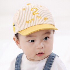 Spring Striped Children's Duck Bill Hat 2-6-12 Months Baby Soft Brim Sun Hat Infant Hat Trendy Embroidered Number 2