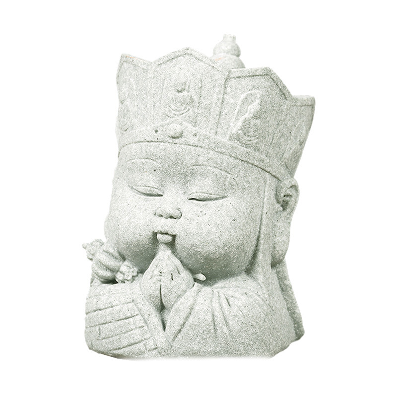 Simulación creativa de "Viaje al Oeste", artesanía de pequeñas estatuas de Buda en arenisca verde, mini decoración acuática con Pigsmy y Wukong.