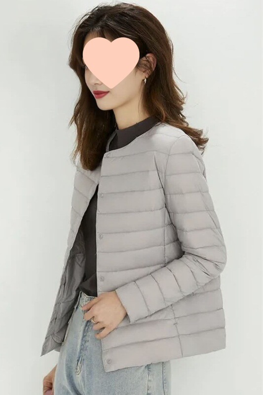 New Lightweight down Jacket for Women, Collarless, Warm White Duck down Lining, Large Size, Inner Wear, Base Round Neck Coat
