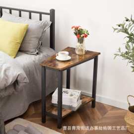铁艺置物架双层置物架收纳卧室储物架铁木结合沙发茶几床头小书架