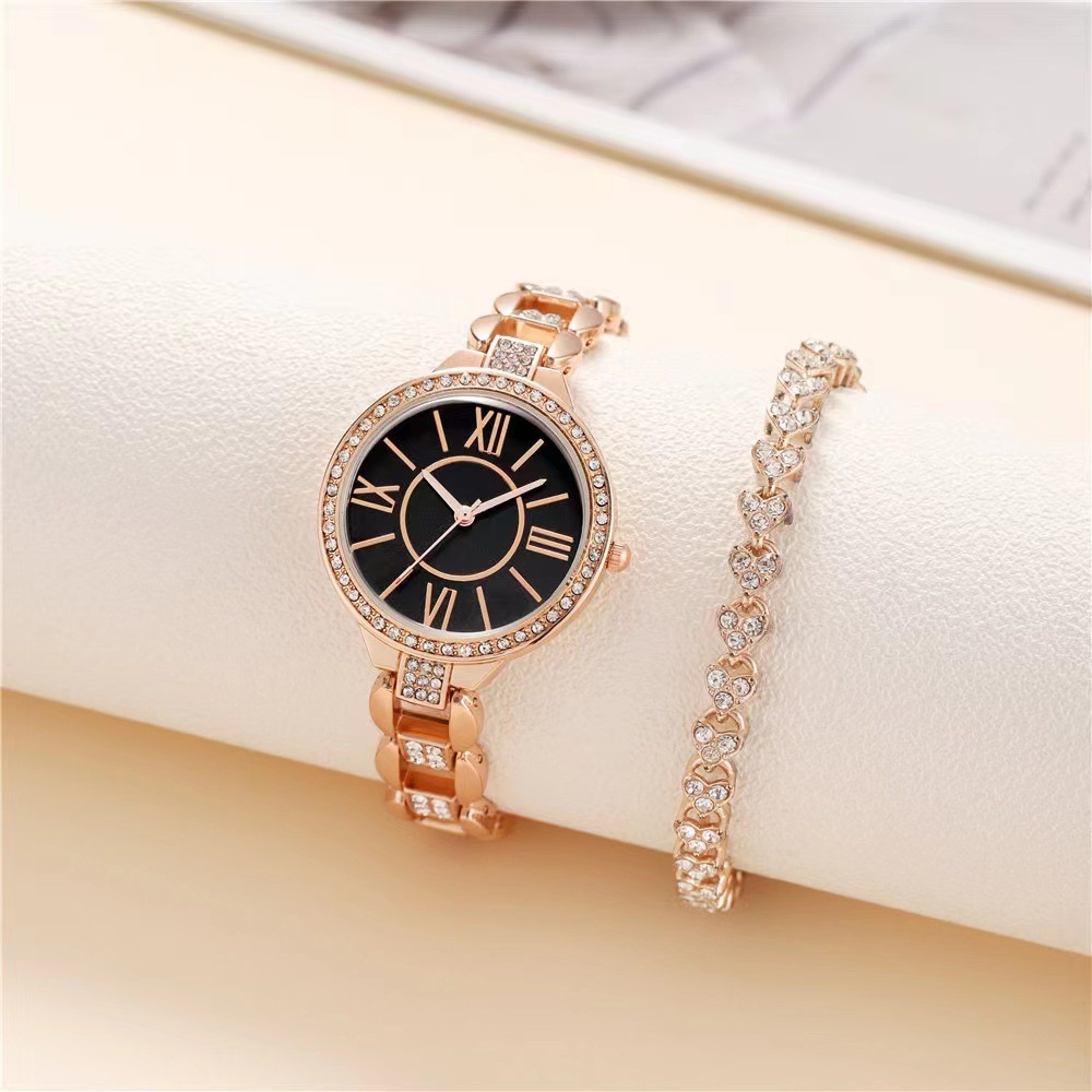 2023 Nuovo prodotto da donna Orologio con bracciale con quadrante romano con diamanti Orologio da polso al quarzo con confezione regalo versatile di lusso alla moda_voghion.com
