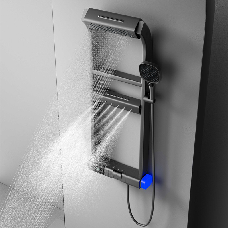 Elevador pistola ducha gris juego de ducha almacenamiento de doble capa multifuncional baño en casa ducha presurizada blanco lechoso