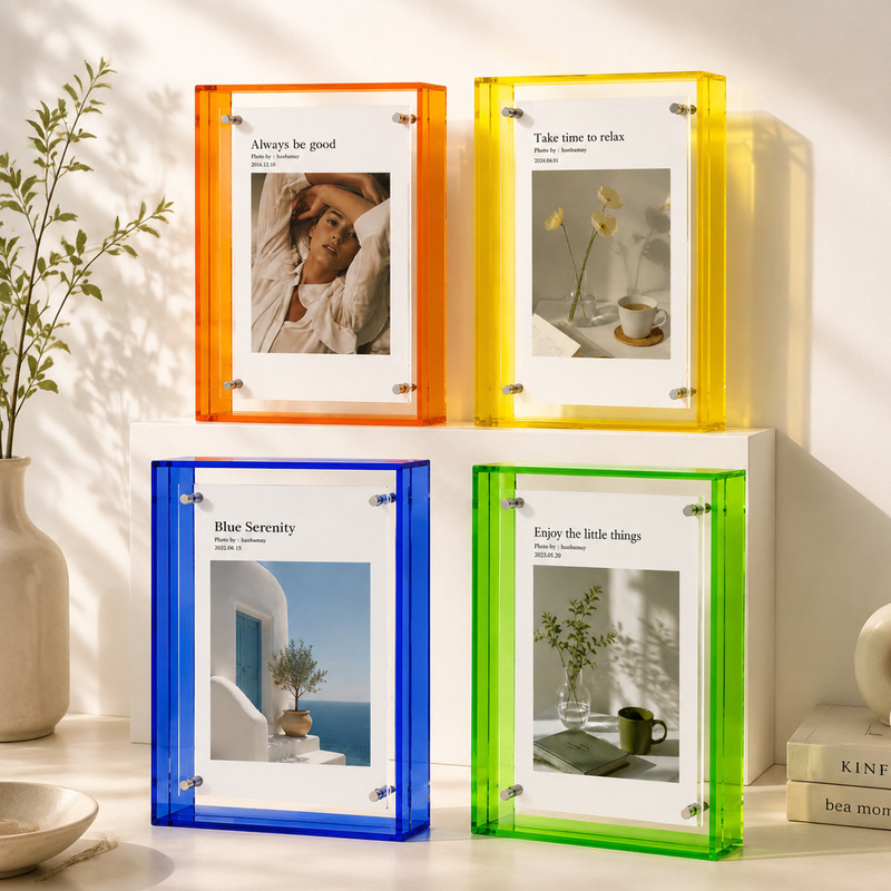 Cross-Border Hot-Selling Colorful Acrylic Photo Frame Creative Table Ins Style Wall Hanging DIY Rectangular Transparent Picture Frame Cross-Border Hot-Selling Colorful Acrylic Photo Frame Creative Table Ins Style Wall Hanging DIY Rectangular Transparent Picture Frame